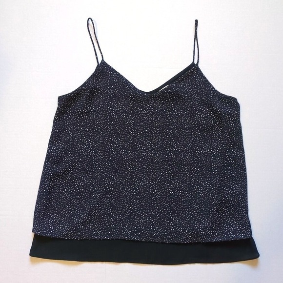 Paper Crane Tops - Anthropologie Paper Crane Polka Dot Tank Top Black Womens S Metallic Festival